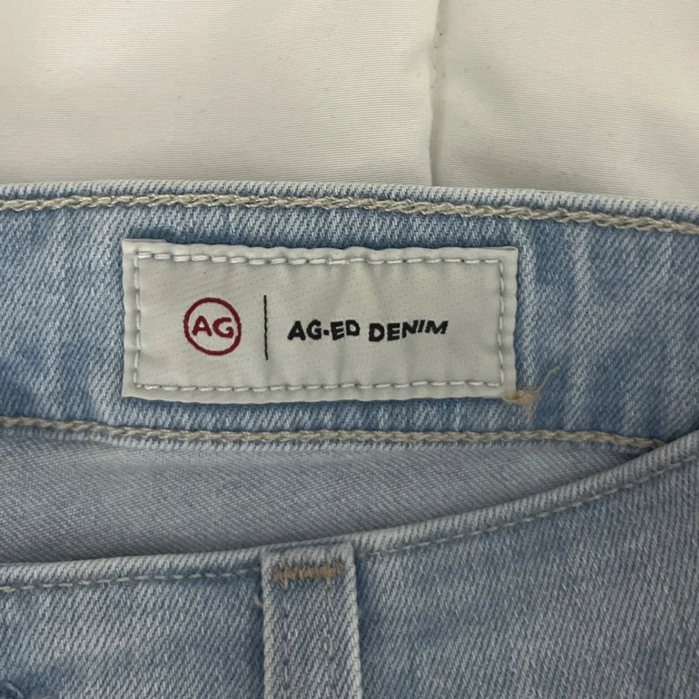 AG Adriano Goldschmied Farrah Boot Crop High Rise Distressed Jeans Light Wash 25